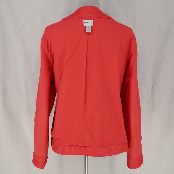 Chicos Jacket 3 Womens XL 16 Orange Brocade Lined Blazer Whimsy Career Office - Picture 11 of 15